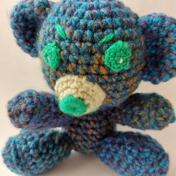 Handmade Crochet Teddy Blue Bear - Picture 6 of 8
